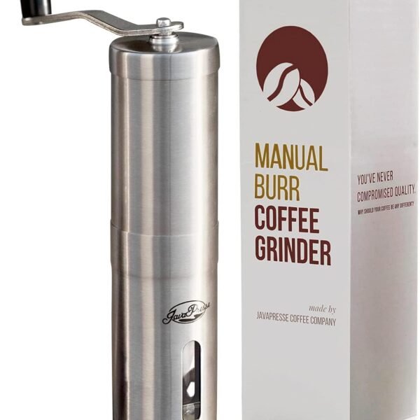 JavaPresse Manual Coffee Grinder — Stainless Steel Manual Conical Burr Coffee Bean Grinder