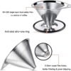 LHS Pour Over Coffee Dripper Stainless Steel Coffee Filter Metal Cone Filter Paperless Reusable Coffee Filter