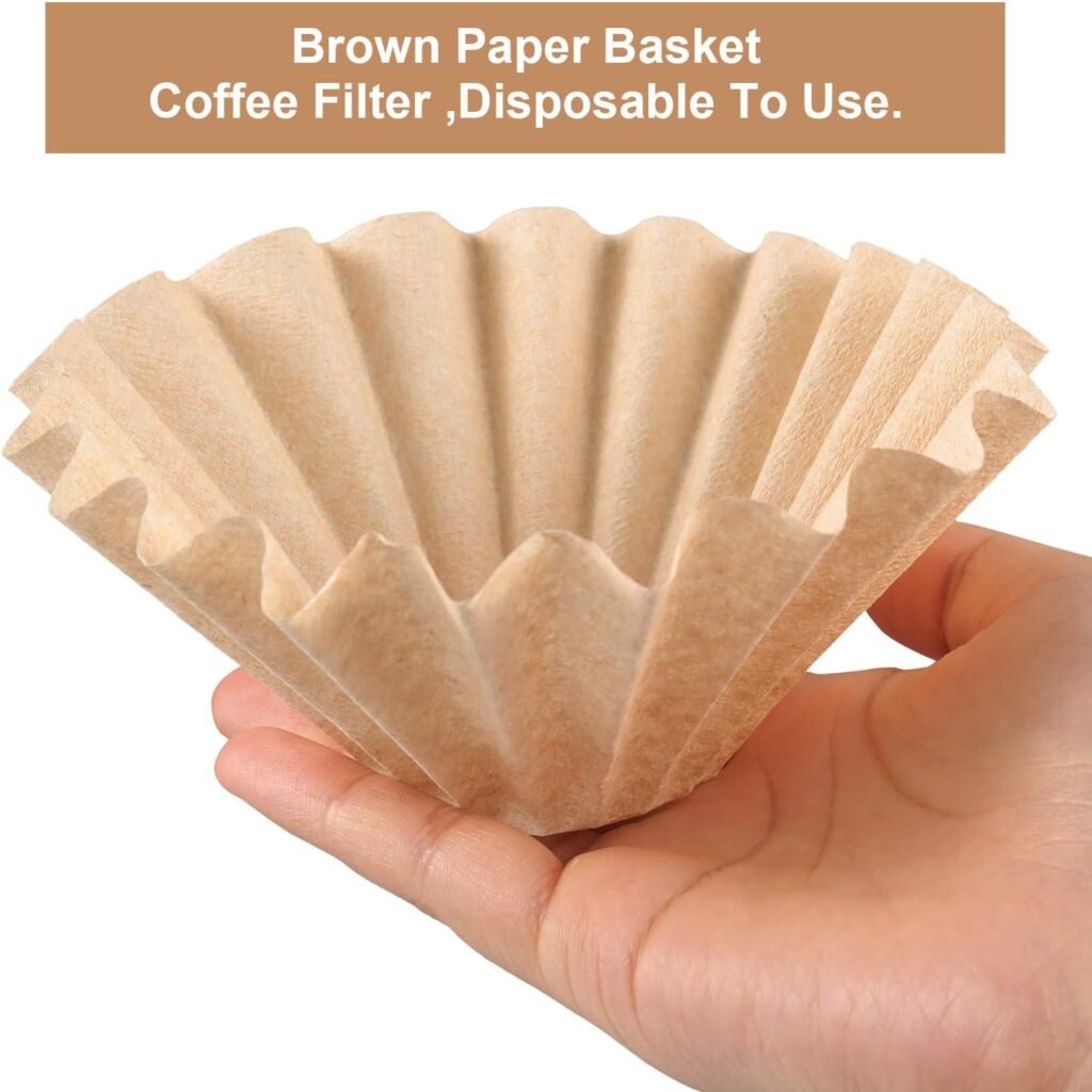 1-4 Cup Basket Coffee Filters Basket Filters Disposable Paper Coffee Filters for Home Office Use, Brown, 100 Count