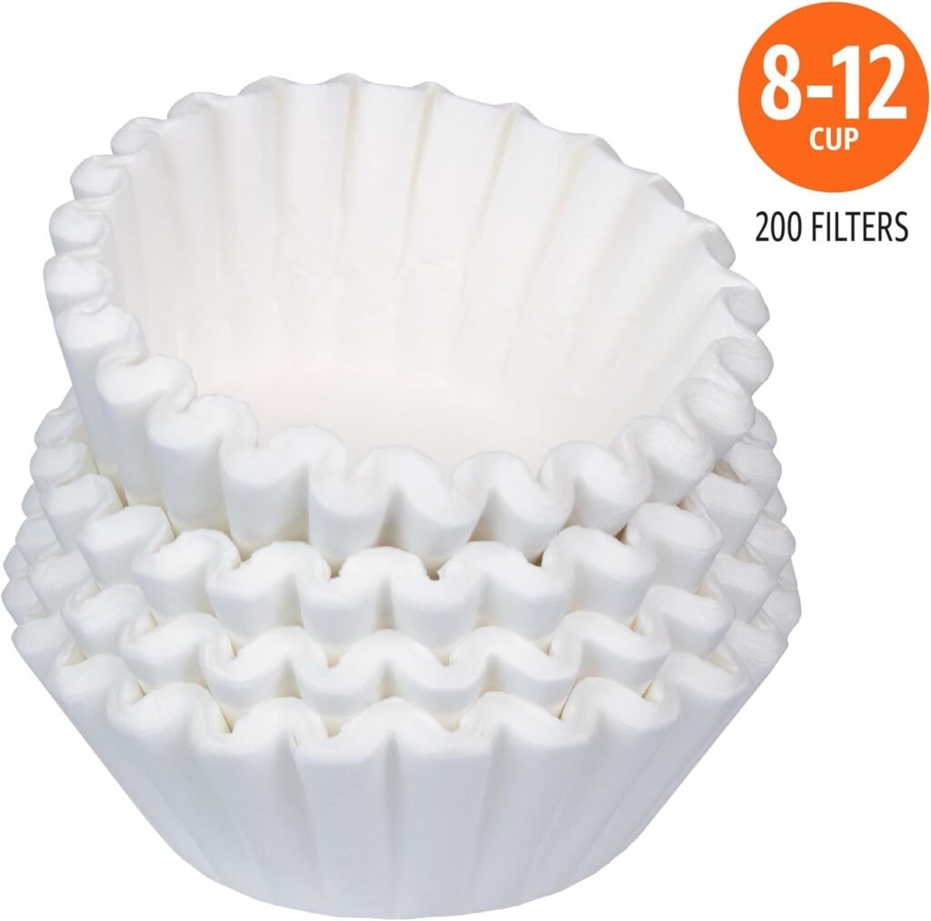 Amazon Basics Basket Coffee Filters for 8-12 Cup Coffee Makers, White, 200 Count