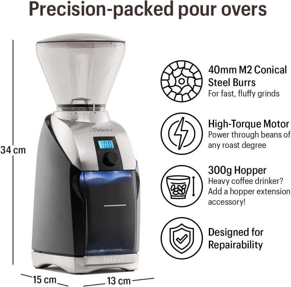 Baratza Virtuoso+ Coffee Grinder ZCG587BLK, Black