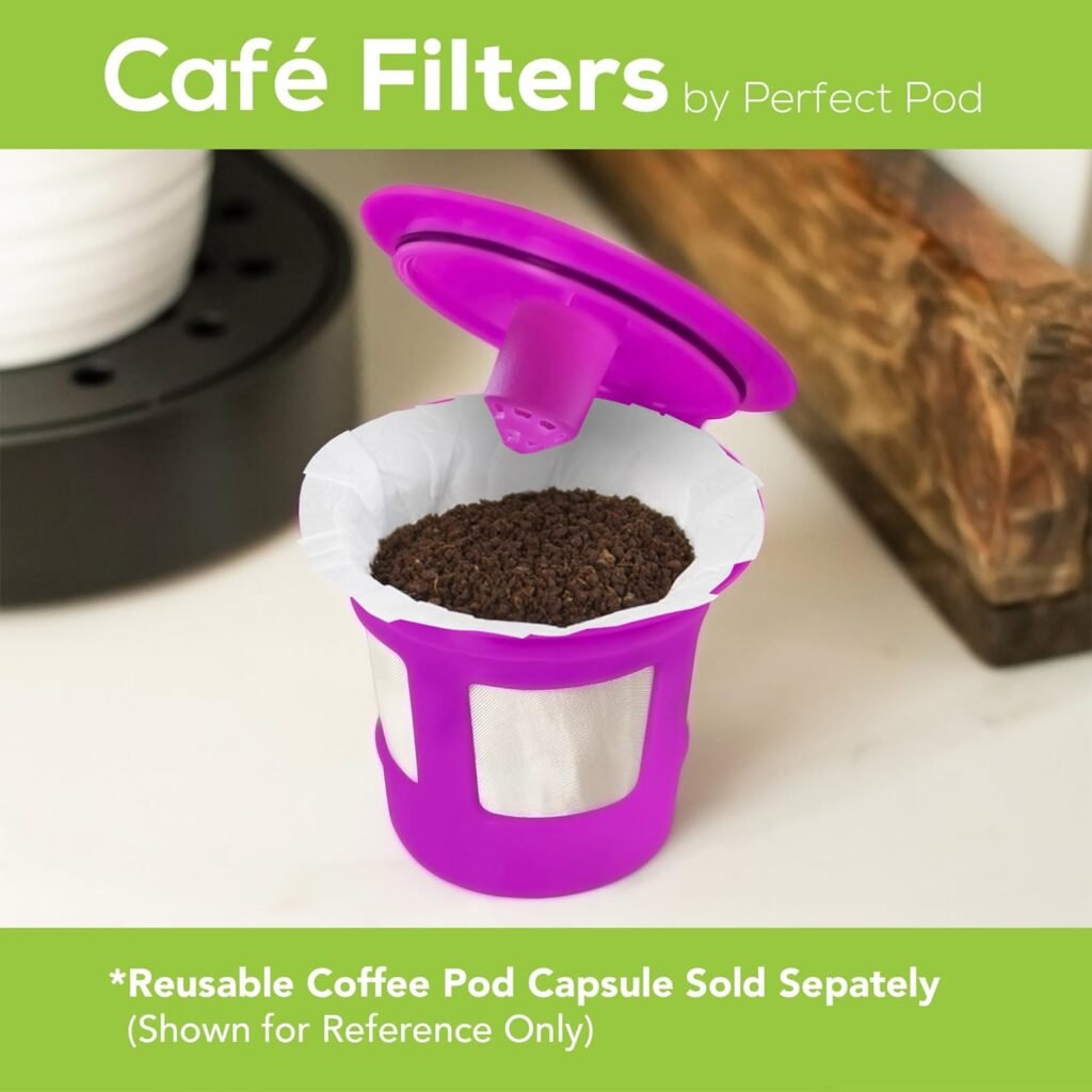 Cafe Filters Paper Liners for Reusable K Cup Coffee Pods by Perfect Pod - Fits All Brands, Compatible With All Refillable Capsules - Disposable Paper Filters (200-Ct)