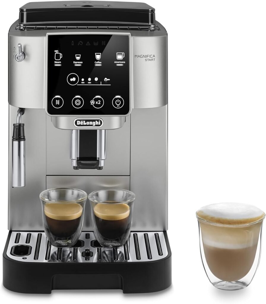 DeLonghi Magnifica Start Automatic Espresso Machine with Manual Milk Frothing, Silver