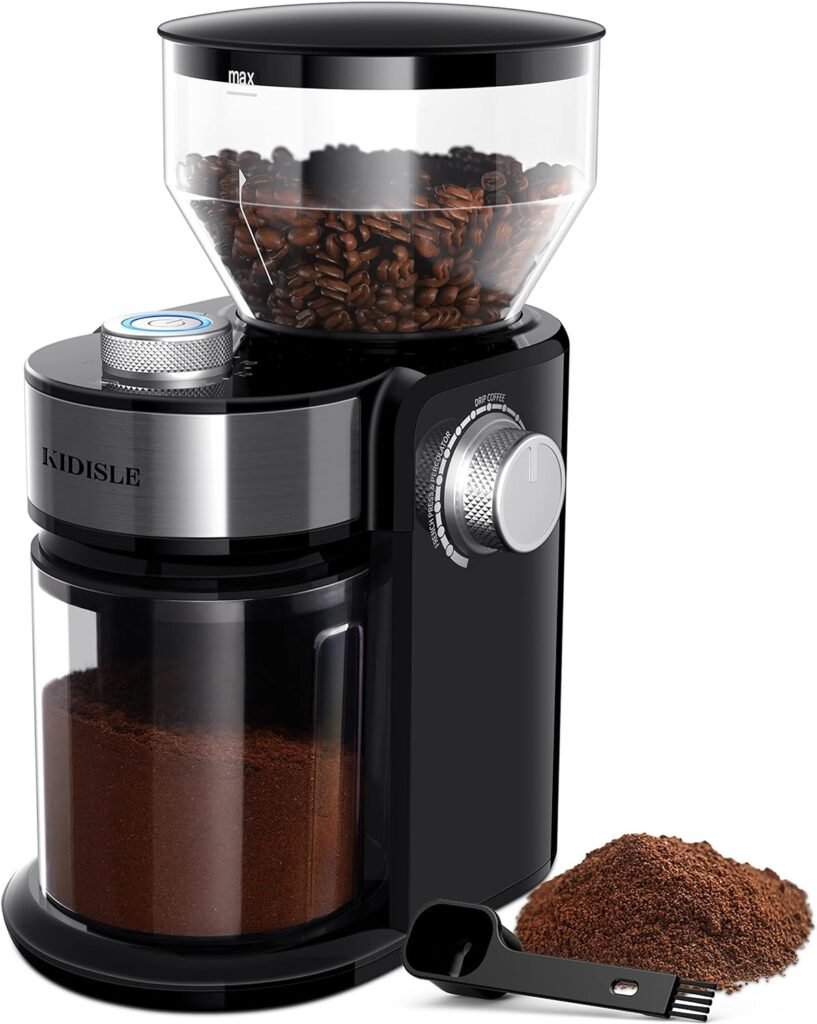 Electric Burr Coffee Grinder5.0, Automatic Flat Burr Coffee for French Press, Drip Coffee and Espresso, Adjustable Burr Mill with 16 settings, 14 Cup, Stainless Steel