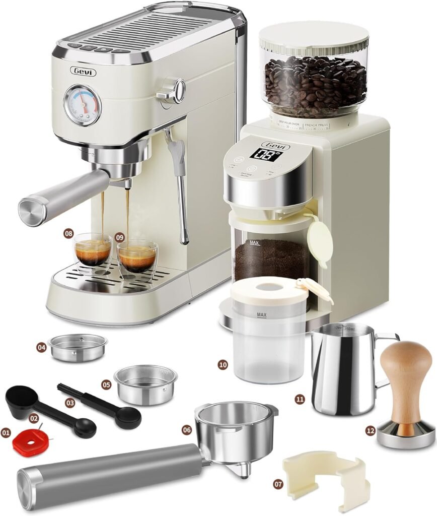 Gevi Espresso Machine 20 Bar, Professional Espresso Maker with Milk Frother, Compact Espresso Coffee Machines for Cappuccino, Latte, Commercial Espresso Machines  Coffee Makers, Gift for Dad