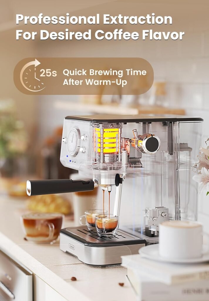 Gevi Espresso Machine High Pressure,Compact Espresso Coffee Machines with Milk Frother Steam Wand,Latte Cappuccino Maker with Removable Water Tank,Espresso Maker for Home,Gift for Coffee Lover and Dad