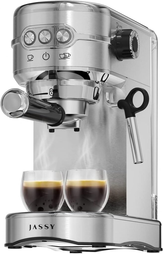 JASSY Espresso Machine Latte Maker 20 Bar Professional Cappuccino Machines with Milk Frother Compatible for NS Original Capsules for Home Brewing with 35 oz Removable Water Tank,Single/Double Cups