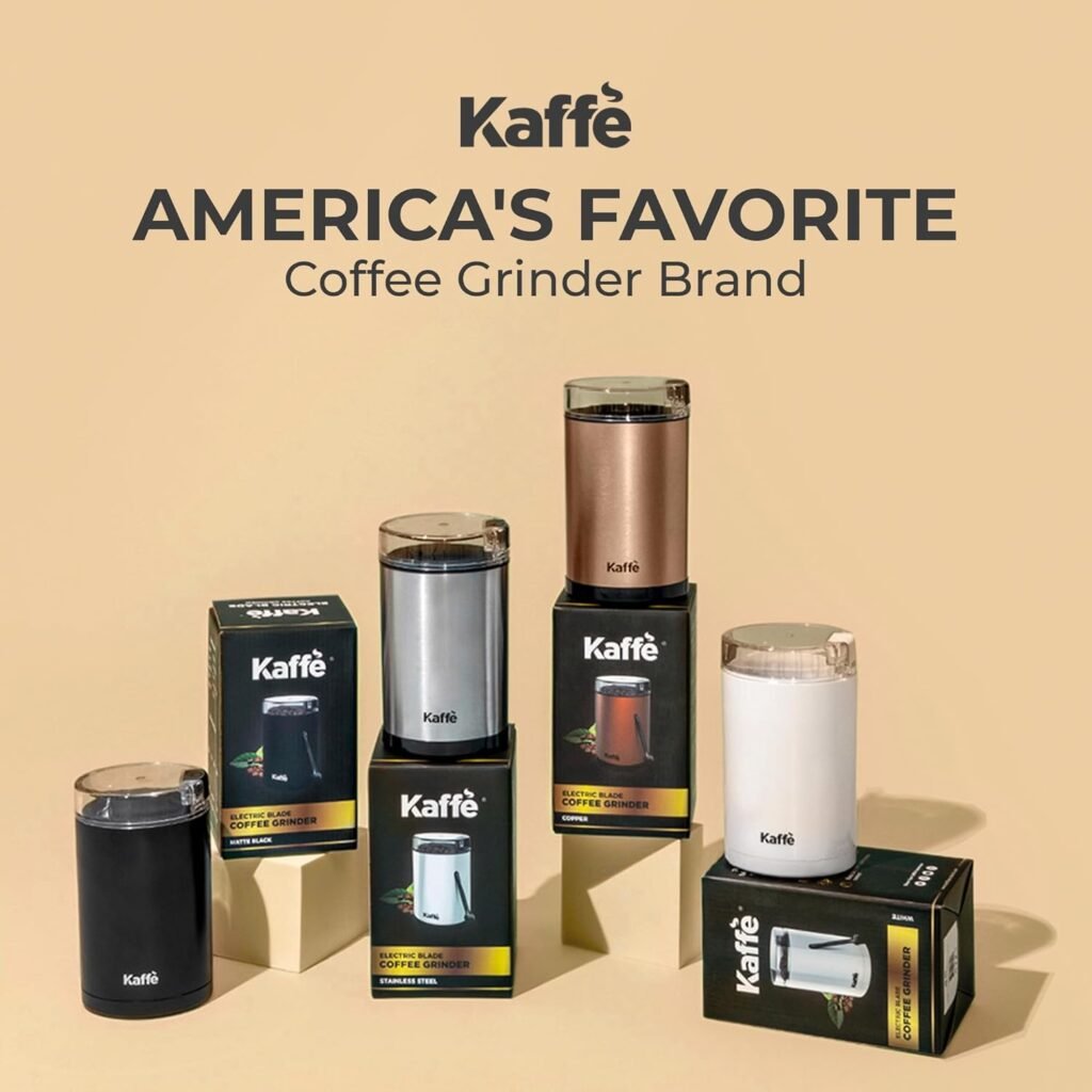 Kaffe Coffee Grinder Electric. Best Coffee Grinders for Home Use. (14 Cup) Easy On/Off w/Cleaning Brush Included. Black