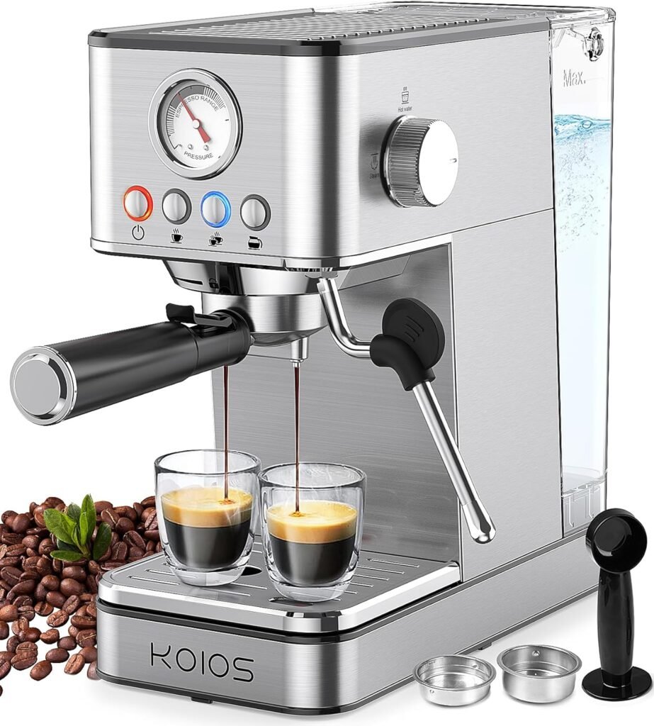 KOIOS Espresso Machines, Upgraded 1200W Espresso Maker with Foaming Steam Wand, 20 Bar Semi-Automatic Steam Espresso Coffee Maker for home, 58oz removable Water Tank, PID Control System