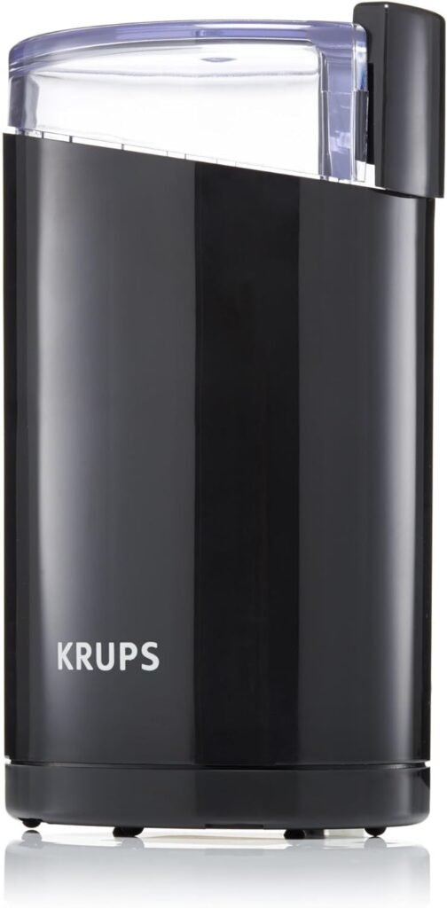 Krups One-Touch Coffee and Spice Grinder 3 Ounce Bean Hopper Easy to Use, One Touch Operation 200 Watts Coffee, Spices, Dry Herbs, Nuts, 12 Cup Black