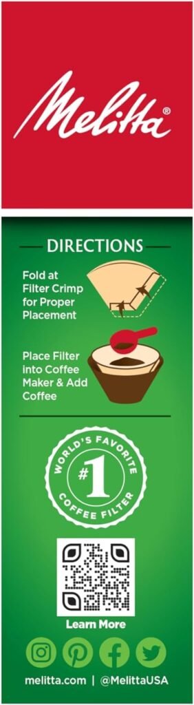 Melitta #4 Cone Coffee Filters, Unbleached Natural Brown, 100 Count (Pack of 6) 600 Total Filters Count - Packaging May Vary