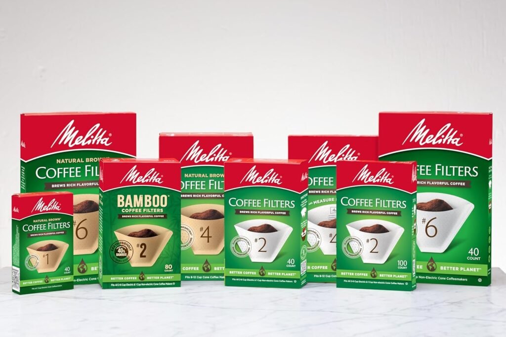 Melitta #4 Cone Coffee Filters, Unbleached Natural Brown, 100 Total Filters Count - Packaging May Vary