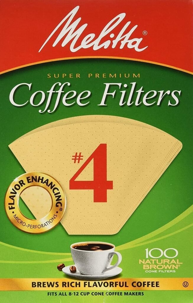 Melitta #4 Cone Coffee Filters, Unbleached Natural Brown, 100 Total Filters Count - Packaging May Vary