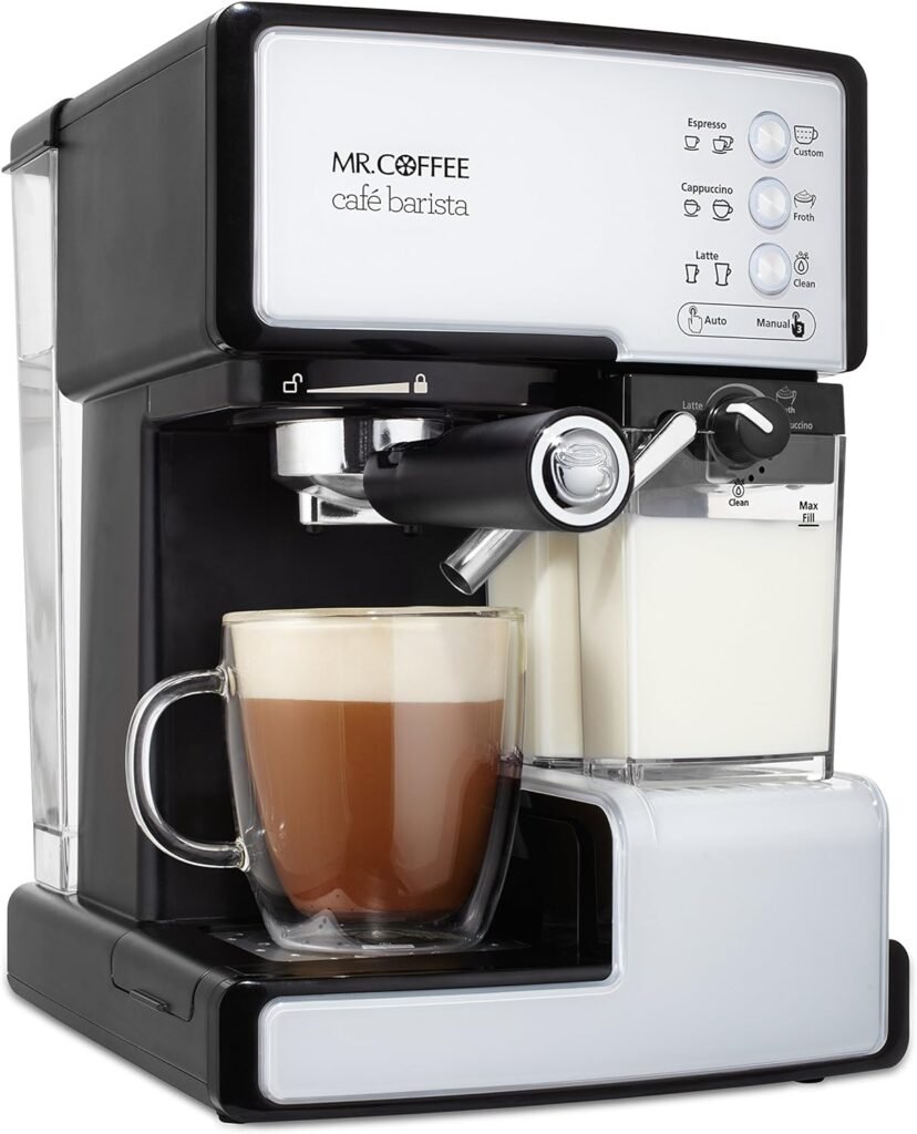 Mr. Coffee Espresso and Cappuccino Machine, Stainless Steel, Programmable Coffee Maker with Automatic Milk Frother, 15-Bar Pump, Ideal for Home Baristas