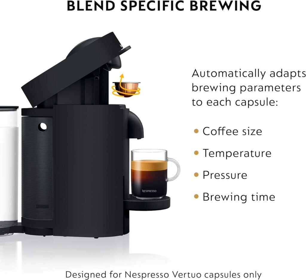 Nespresso Vertuo Plus Deluxe Coffee and Espresso Maker by DeLonghi, Matte Black