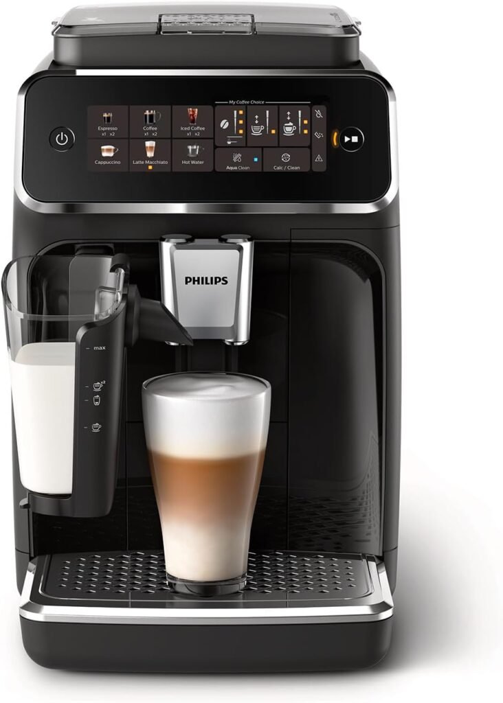 Philips 3200 Series Fully Automatic Espresso Machine - LatteGo Milk Frother  Iced Coffee, 5 Coffee Varieties, Intuitive Touch Display, Black, (EP3241/74)