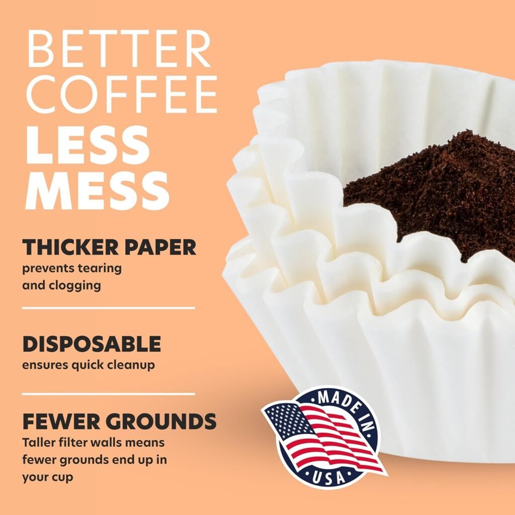 Tupkee Coffee Filters 4-6 Cups - 400 Count, Junior Basket Style, White Paper, Chlorine Free Coffee Filter, Made in the USA