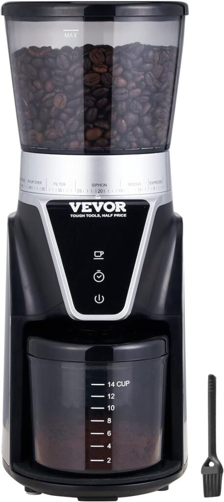 VEVOR Coffee Grinder with 38 Precise Conical Burr Coffee Grinder 5.3-Ounce 20 Cups Coffee Bean Grinder Perfect for Drip