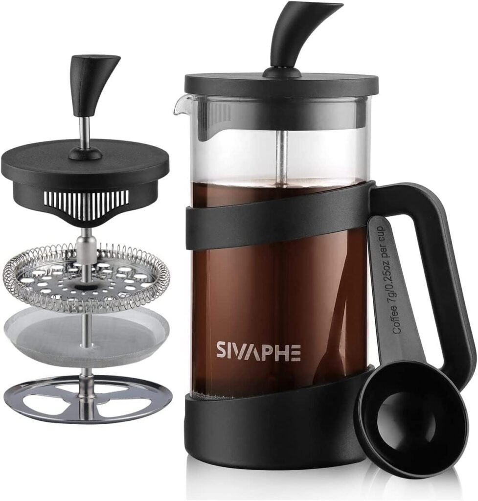 Sivaphe Small French Press 12oz Light-weight Durable High Borosilicate Carafe/Tea Maker Single Serve Coffee Press Frothed Brewer